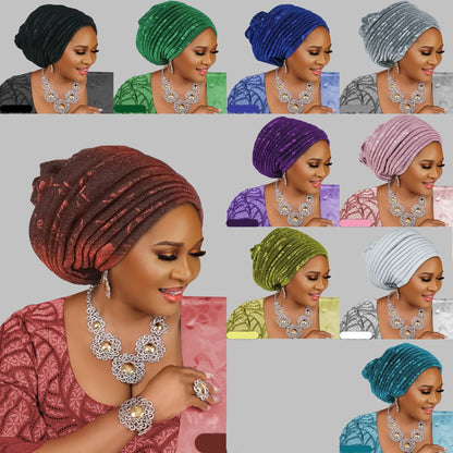 Turban Plissé pour Femme, Cravate de Sauna, ixde Mariage Africain, Nigeria, 2025