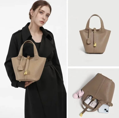 Nouveau 2025 sac seau en cuir pour femmes panier de légumes sac à main maman sac de mariage sac à bandoulière en polyuréthane souple avec poche Mobile