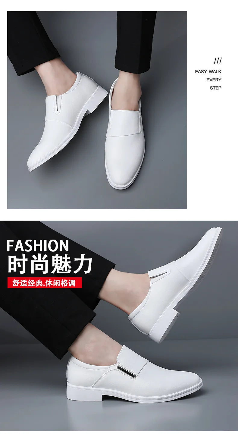Nouveauté mode britannique hommes blanc noir sans lacet robe affaires chaussures décontractées mocassins mâle robe de mariée chaussures de retour
