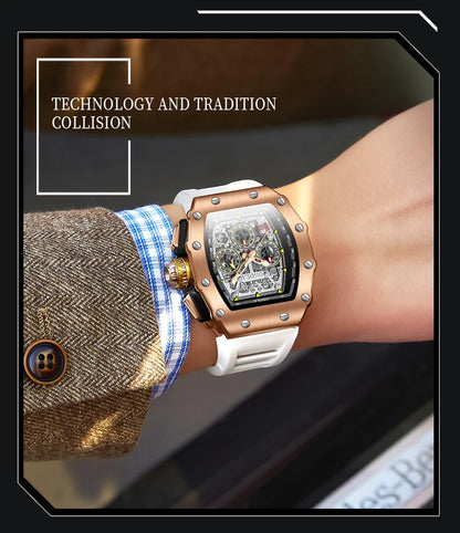 ONOLA montres à Quartz pour hommes haut de gamme Style seau minuterie calendrier étanche 50M bracelet en Silicone sport montre pour hommes Reloj Hombre