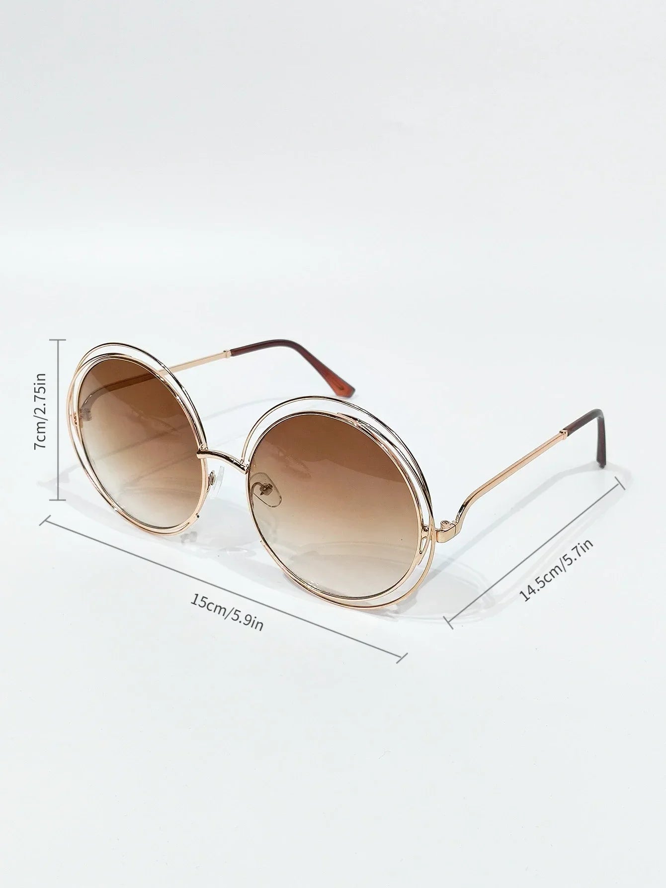 Lunettes rondes surdimensionnées en métal pour femmes, avec verres dégradés, Design rétro élégant, fêtes et événements, accessoires