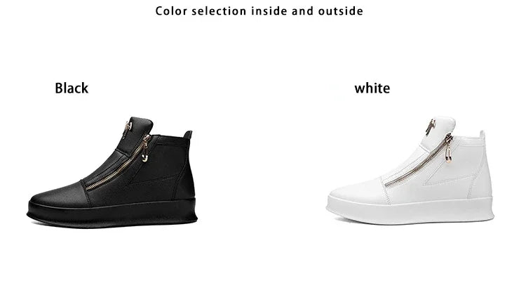 High Top Casual Shoes for Men Brand Ankle Boots Fashion White Men Skateboard Shoes Luxury Platform Sport Shoes Leather Men Boots