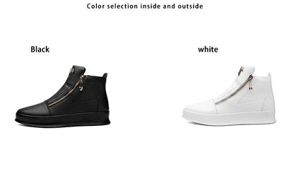 High Top Casual Shoes for Men Brand Ankle Boots Fashion White Men Skateboard Shoes Luxury Platform Sport Shoes Leather Men Boots