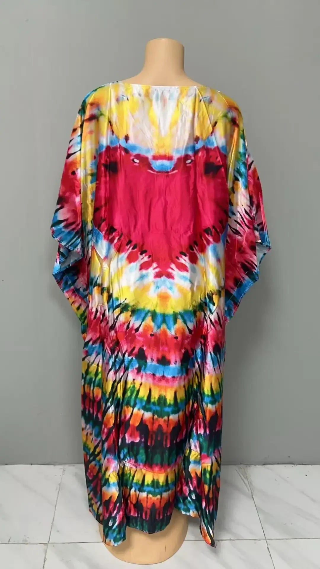 Robe confortable grande taille pour femmes, imprimé Floral, taille ample, jupe longue, manches chauve-souris, col en V, longueur cheville, mode élégante