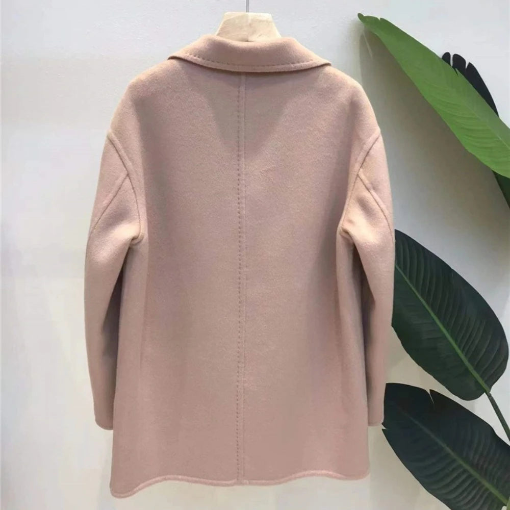 GENHUA 2025 automne hiver nouveaux modèles femmes Double face manteau en cachemire de haute qualité polyvalent 10% cachemire veste à Double boutonnage