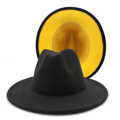 Chapeau Fedora à larges bords pour hommes et femmes, chapeau en feutre ander, chapeau d'église, laine douce, grande taille, DN, britannique, 60cm