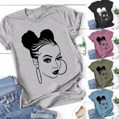 Fille africaine imprimer t-shirt femmes à manches courtes col rond t-shirt ample été femmes t-shirt hauts Camisetas Mujer