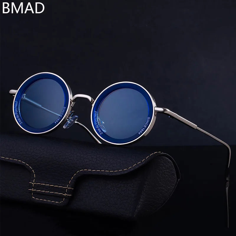 2025 Steampunk lunettes de soleil pour hommes mode ronde Punk lunettes de soleil vacances Oculos lunettes d'extérieur Vintage Designer tendance Lentes
