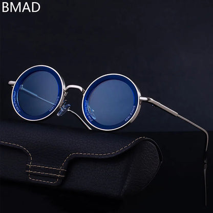 2025 Steampunk lunettes de soleil pour hommes mode ronde Punk lunettes de soleil vacances Oculos lunettes d'extérieur Vintage Designer tendance Lentes