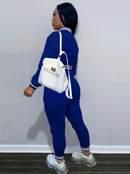 Veste de Baseball Pop de couleur Pure pour femmes, costume de sport à simple boutonnage, deux pi, printemps et automne, Europe et états-unis