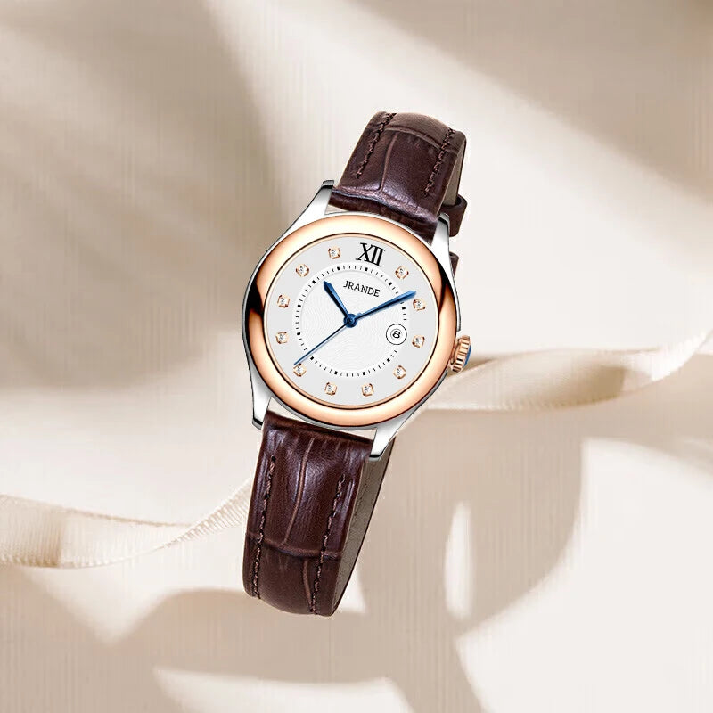 Montre femme élégante haut de gamme luxe Vintage montres pour femmes ronde dames horloge à main véritable CD ou boucle papillon