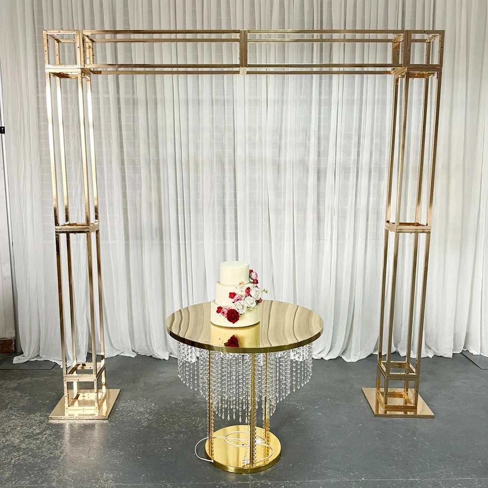 Rideau de perles de cristal, Table à gâteau, décoration de mariage, Table en métal avec éclairage, Table à gâteau en cristal de mariage