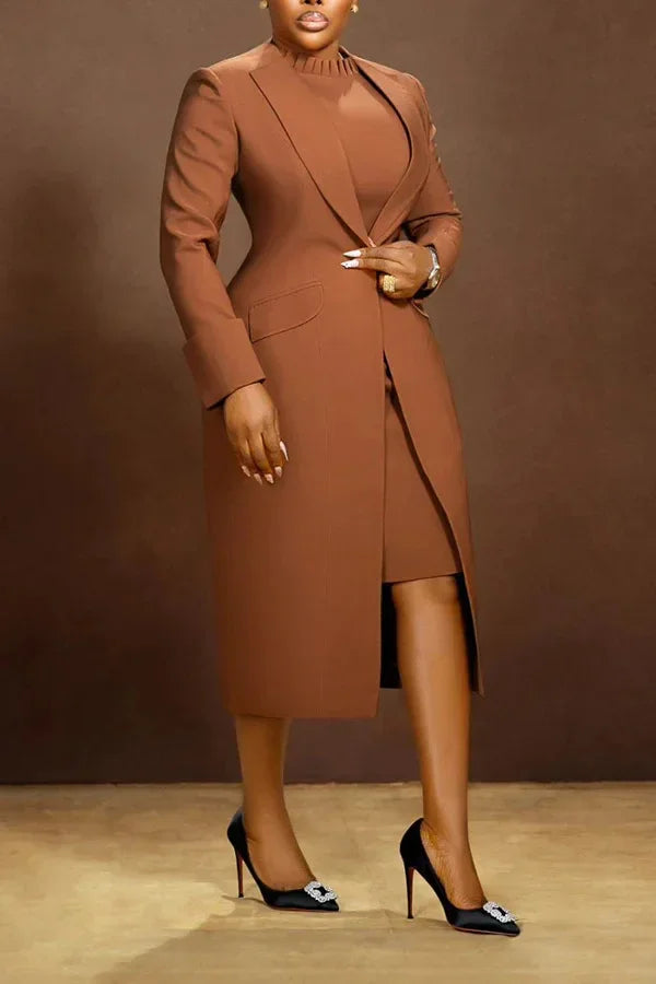 Ensemble femme manches longues Blazer manteau + robe longue costume hiver Streetwear deux 2 pièces ensemble afrique OL tenues de travail