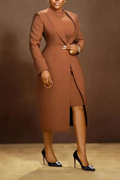 Ensemble femme manches longues Blazer manteau + robe longue costume hiver Streetwear deux 2 pièces ensemble afrique OL tenues de travail