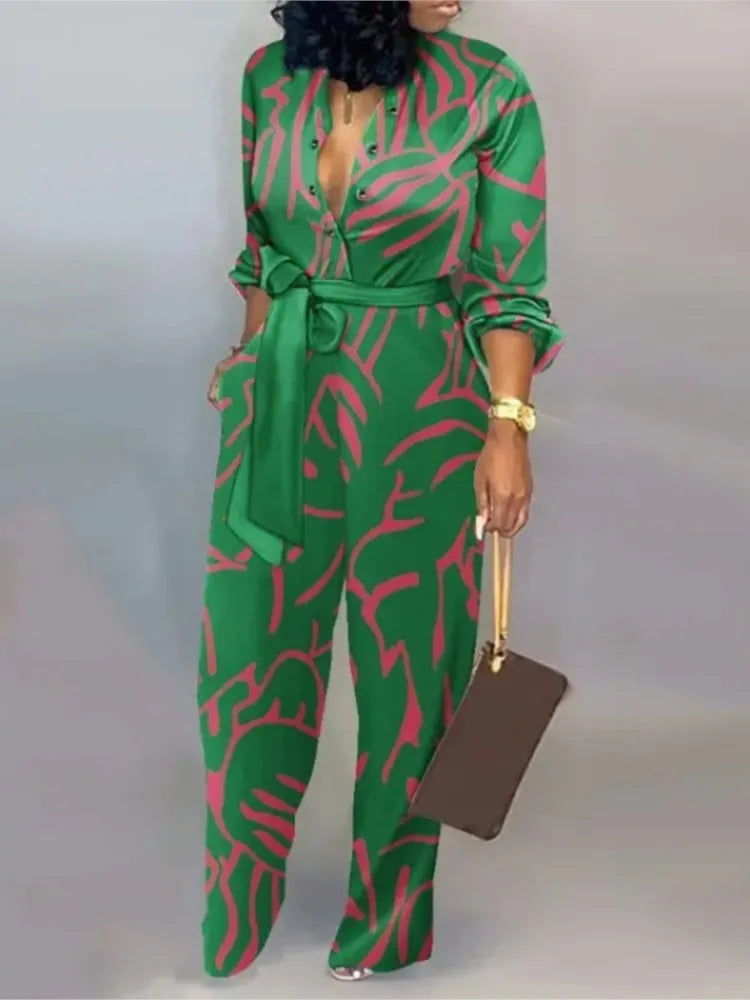 Femmes mode lettre imprimer à manches longues combinaison printemps bouton une pièce salopette Streetwear automne élégant bureau dame combishort