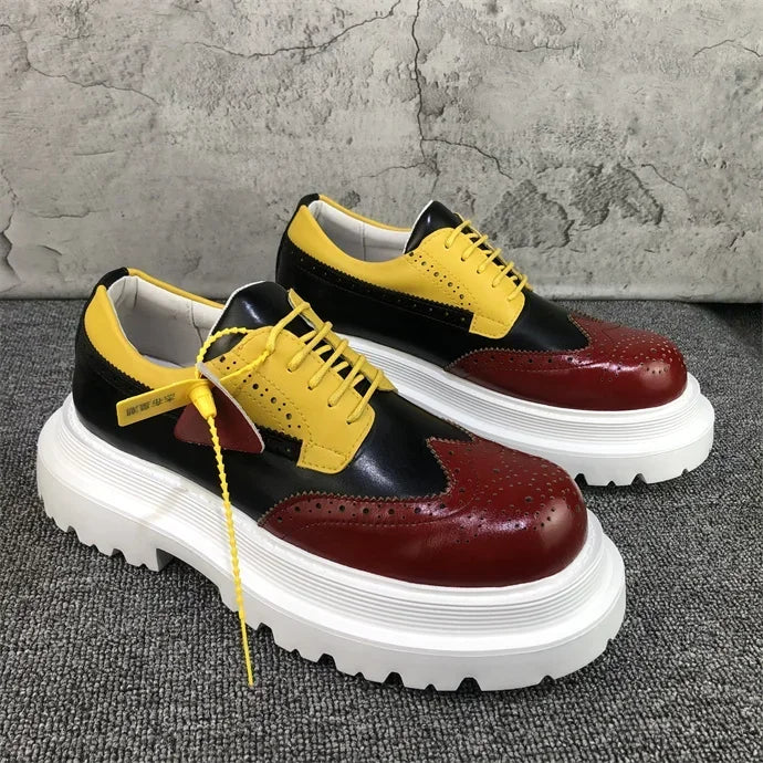 Chaussures Brogue Multi-documents en Cuir group pour Homme, Souliers à Grande Tête, Style Britannique, Décontracté, Rehausseur, Alicante zones me