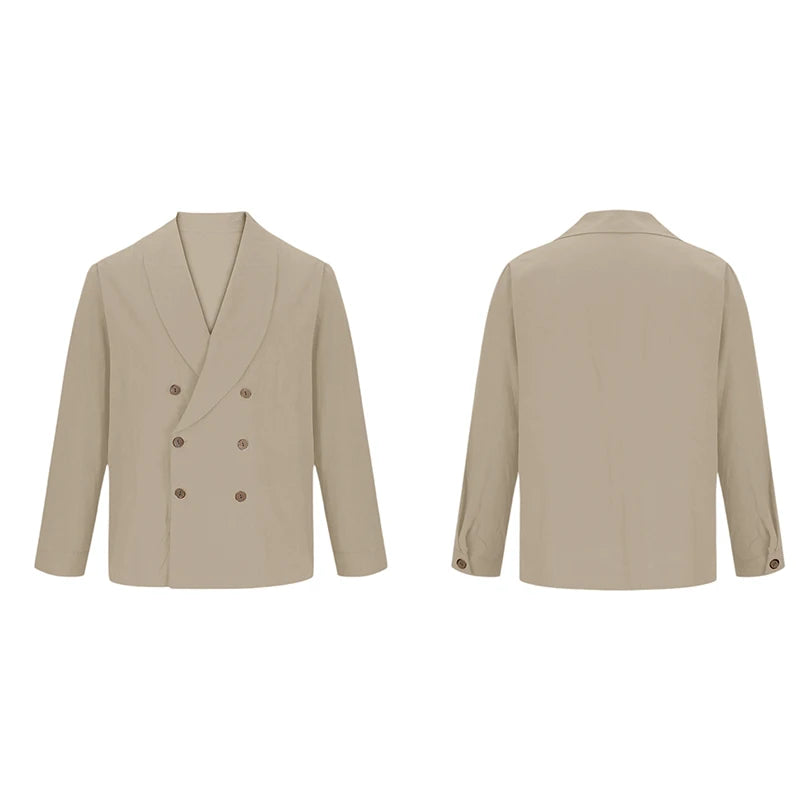 Chemises à col en V pour hommes, manches longues, double boutonnage, coupe couvertes, solide, document décontracté, mode confortable, automne