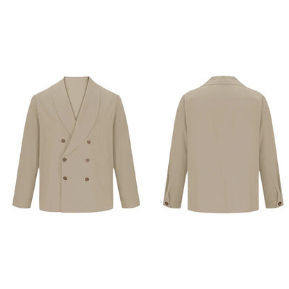 Chemises à col en V pour hommes, manches longues, double boutonnage, coupe couvertes, solide, document décontracté, mode confortable, automne