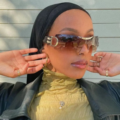 Lunettes de soleil Y2K sans monture pour femmes, lunettes de soleil sans cadre, nuances de chimshield, futuriste, respirant, unisexe, rond, mode