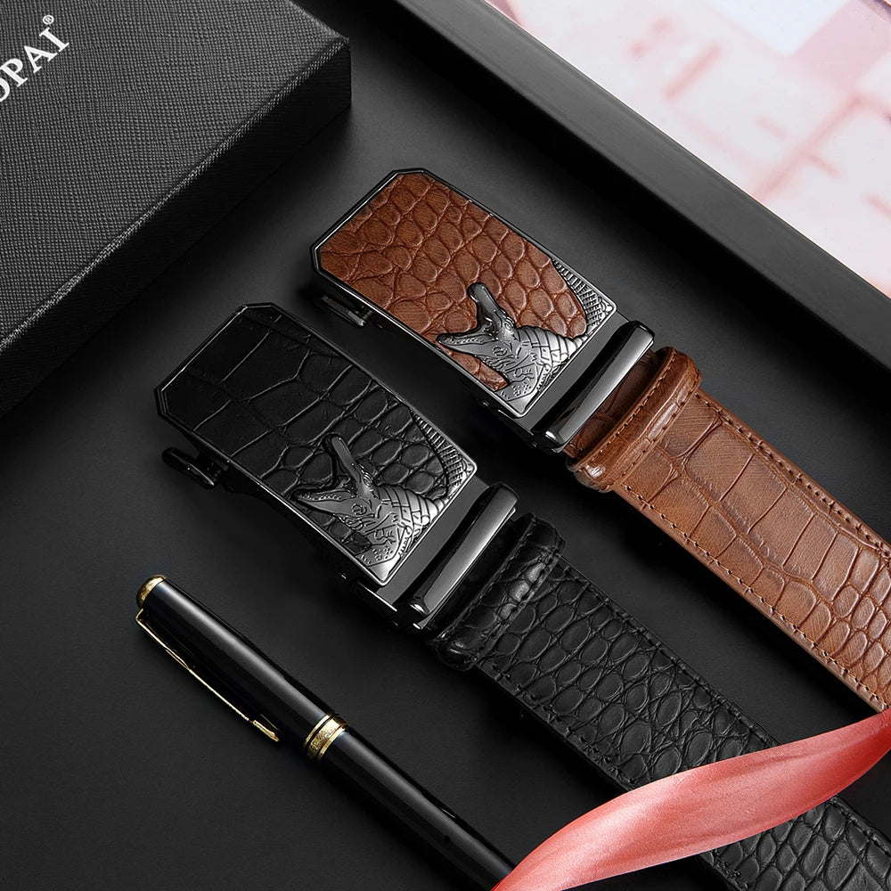 Ceinture en cuir PU pour hommes, ceinture à boucle automatique à la mode pour les affaires populaires, ceinture masculine de haute qualité