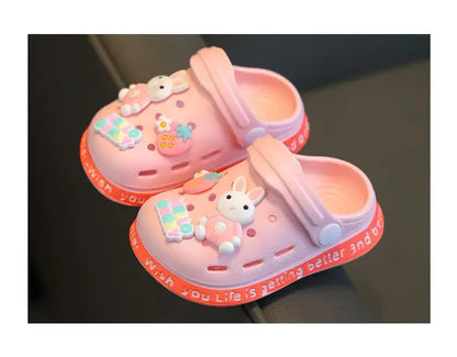 Pantoufles pour enfants, dessin animé mignon, pour filles et garçons, avec semelles souples, sacs pour bébés, chaussures perforées, sandales pour la maison et le bébé