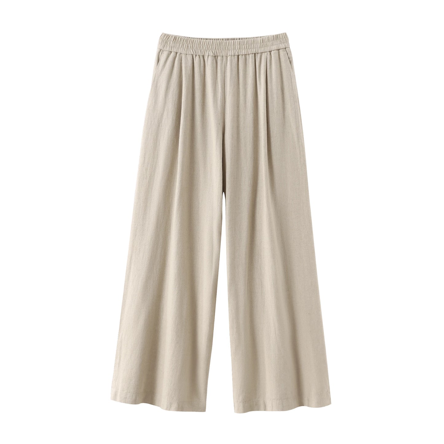 TRAFZA 2024 femmes 2 pièces ensemble taille élastique poche plis décorer pantalon à jambes larges + solide simple boutonnage fente ourlet Blouse haut