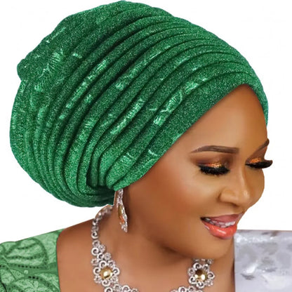 Turban Plissé pour Femme, Cravate de Sauna, ixde Mariage Africain, Nigeria, 2025