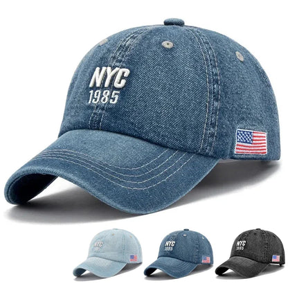 Mode NYC 1985 broderie Denim Snapback casquettes de Baseball réglable en plein air décontracté adulte lavage sport Golf soleil chapeaux