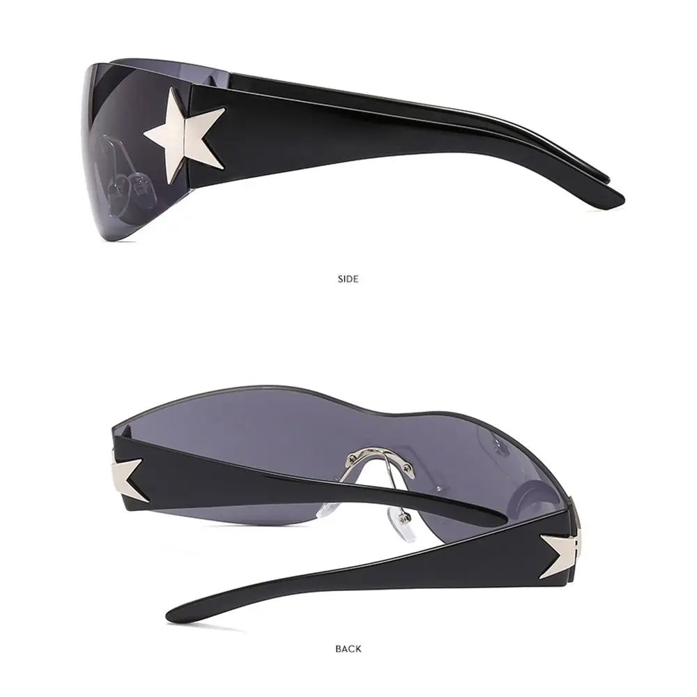 Lunettes de soleil Punk Y2K pour femmes et hommes, tendance, enveloppantes, nuances, décoration étoile, UV400, 2025