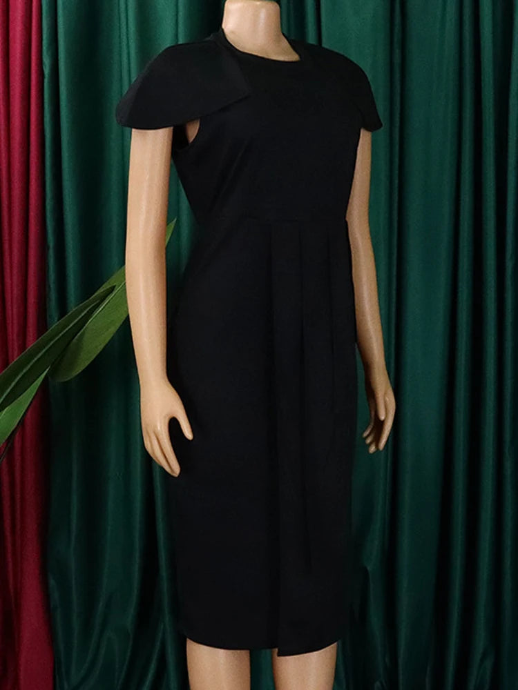 FairyShely-Robe drapée à manches courtes pour femmes, robe de soirée sexy, grande taille, monochromatique, grandes robes à volants pour dames, robe curvy serrée, 2025