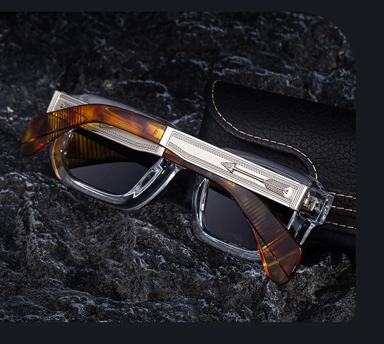 Polarisées Carré Punk lunettes de Soleil Hommes 2025 De Luxe Marque Classique Rectangle Lunettes De Soleil UV400 Conduite Lunettes De Mode En Plein Air Nuances