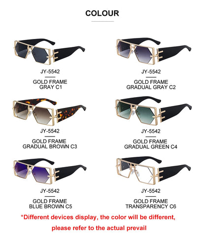 Steampunk Rectangle lunettes de Soleil Femmes Hommes 2025 De Luxe Creux En Métal Cadre Lunettes de Soleil Vintage Punk Hexagone Lunettes UV400 Nuances