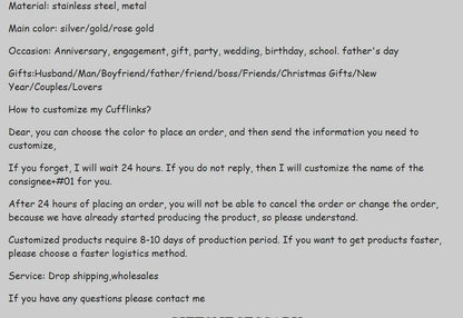 Boutons de manchette initials personnalisés pour les mariages. Préparez des cadeaux de mariage pour lui. Préparer les boutons de manchette pour les hommes. Préparez des cadeaux pour papa