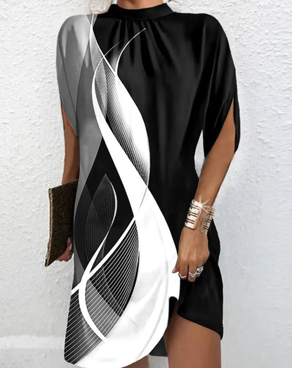 Mini robe décontractée à col rond pour femmes, nouvelle mode, imprimé Tie Dye, élégante, manches chauve-souris, ample, été, 2023