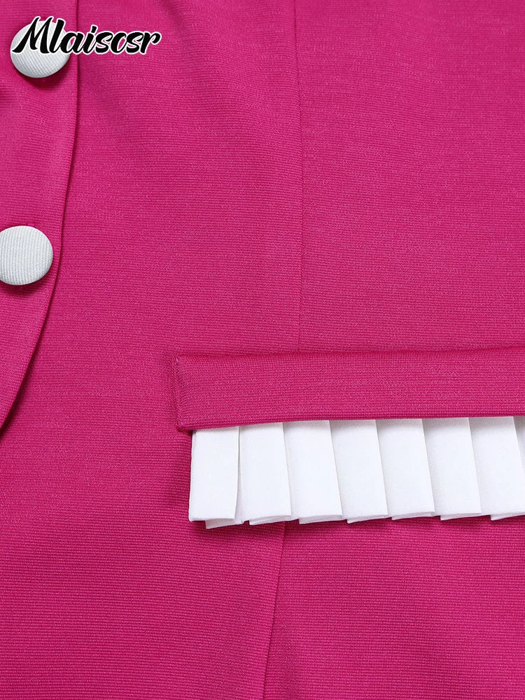 Mlaiscsr manches évasées bouton Blazer chemise hauts et pantalons à jambes larges plissés 2 deux pièces ensembles femmes élégant bureau dames tenues