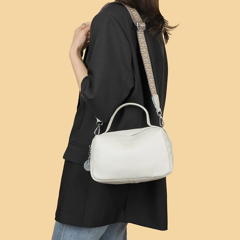 Sacs à bandoulière en cuir véritable pour femmes, fourre-tout Simple de bonne qualité, sac à main Vintage Boston, sacs à bandoulière, 2023