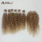 Noble tissage de cheveux synthétiques 16-20 pouces 7 pièces/lot Afro crépus bouclés paquets de cheveux avec fermeture dentelle synthétique pour les femmes noires