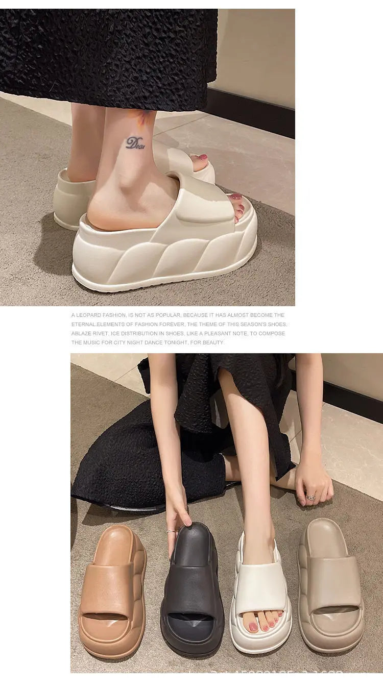 Sandales d'été à talons hauts de 7 cm pour femmes, mules à talons épais, tongs EVA, chaussures de maison, pantoufles à plateforme d'extérieur, nouvelle collection