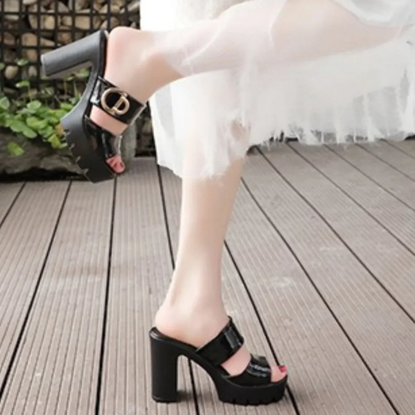 Sandales à Talons Hauts à Enfiler pour Femme, Pantoufles à Plateforme, Tendance, Minimalistes, Sexy, Confortables, à la Mode, Nouvelle Collection 2024