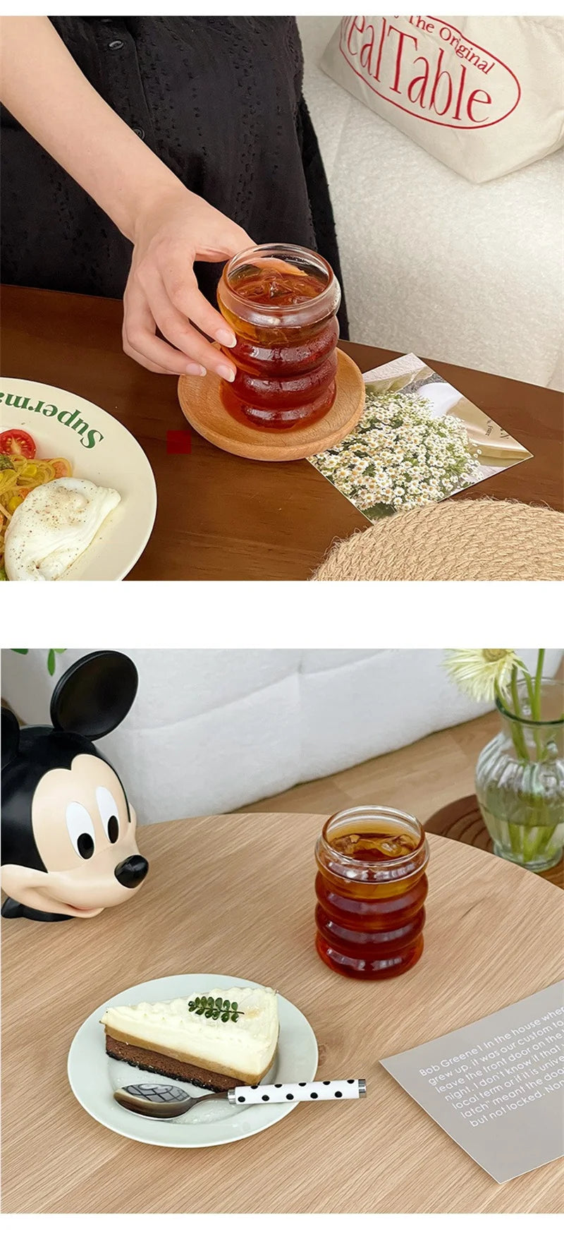 Tasse en verre Transparent Ins de 350ML, verres à boire en forme de chenille résistants à la chaleur, tasse à café, bière, jus de lait, tasse d'eau mignonne