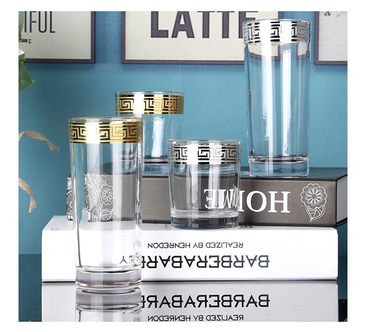 Phnom Penh-Verre Européen à Bord Argenté, Grand Clip Étranger, Vin Rouge, Brandy, Champagne, Table à Manger, Verre à Eau Domestique