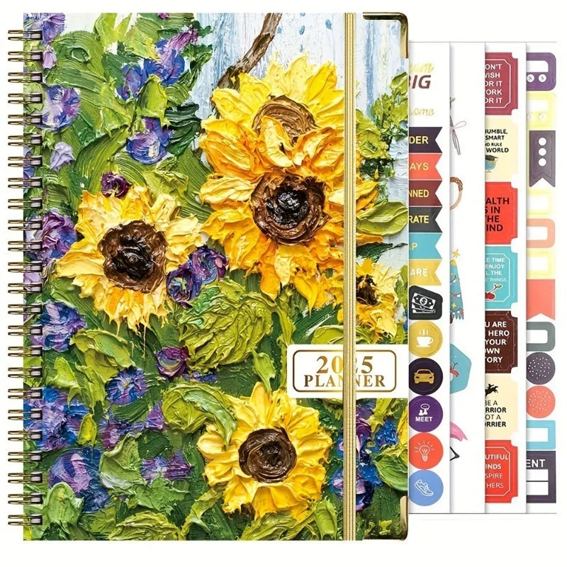 Planificateur 2025 Calendrier hebdomadaire et mensuel 2025 de janvier à décembre A5 (6,2" x 8,5") Plan de travail accaden de 12 mois Etiquettesmic