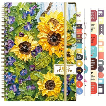 Planificateur 2025 Calendrier hebdomadaire et mensuel 2025 de janvier à décembre A5 (6,2" x 8,5") Plan de travail accaden de 12 mois Etiquettesmic