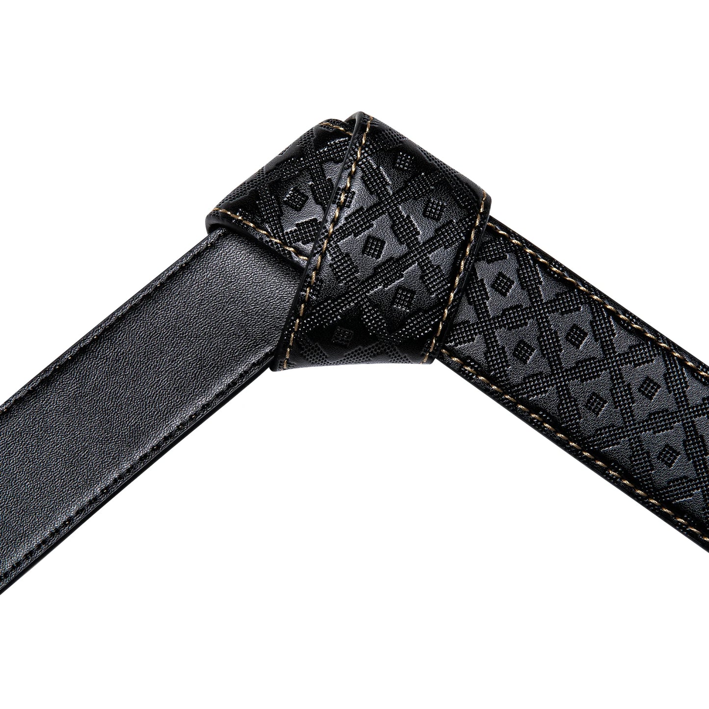 Ceintures en cuir noir pour hommes, 110CM-130CM, sangle à cliquet en relief, boucles automatiques, robe coulissante, ceinture en jean pour hommes