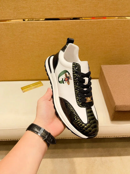 Designers Italie Chaussures d'abeilles décontractées pour hommes Mode de luxe Chaussures en cuir véritable pour affaires Baskets classiques de sport à lacets