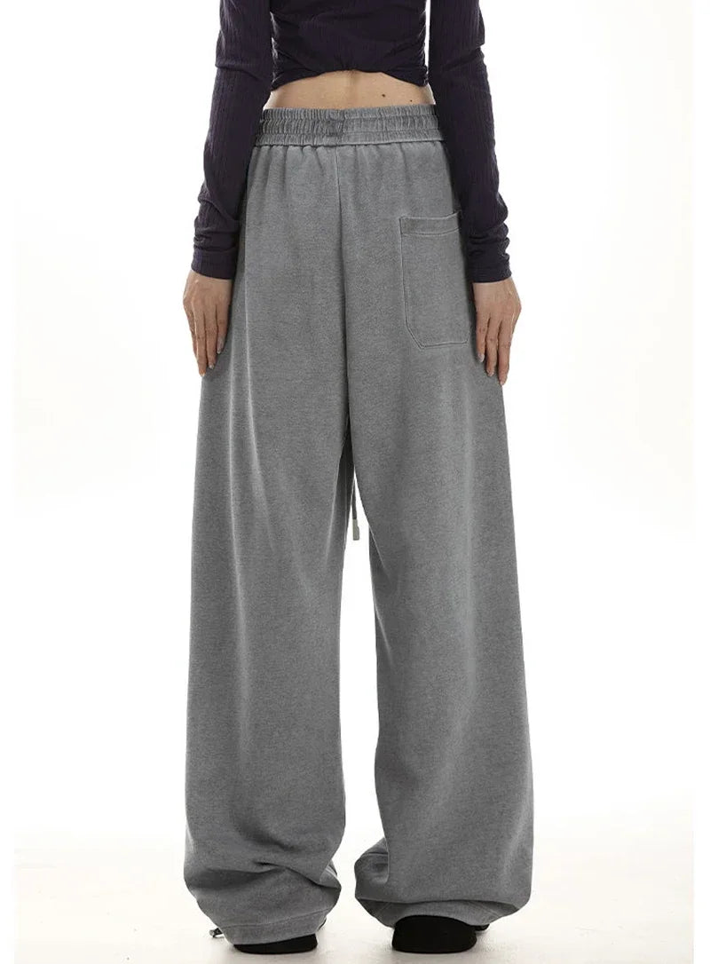 Pantalon de survêtement américain pour femmes, Streetwear, taille haute, Vintage, droit, Hip Hop, Harajuku, ample, à lacets, jambes larges, Baggy