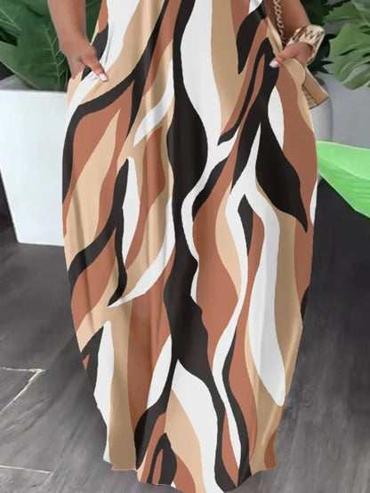 CamSolomon-Robe Longue à Manches Courtes pour Femme, Tenue Maxi Décontractée, Col Bouffant, Longueur au Sol, Nouveauté Été