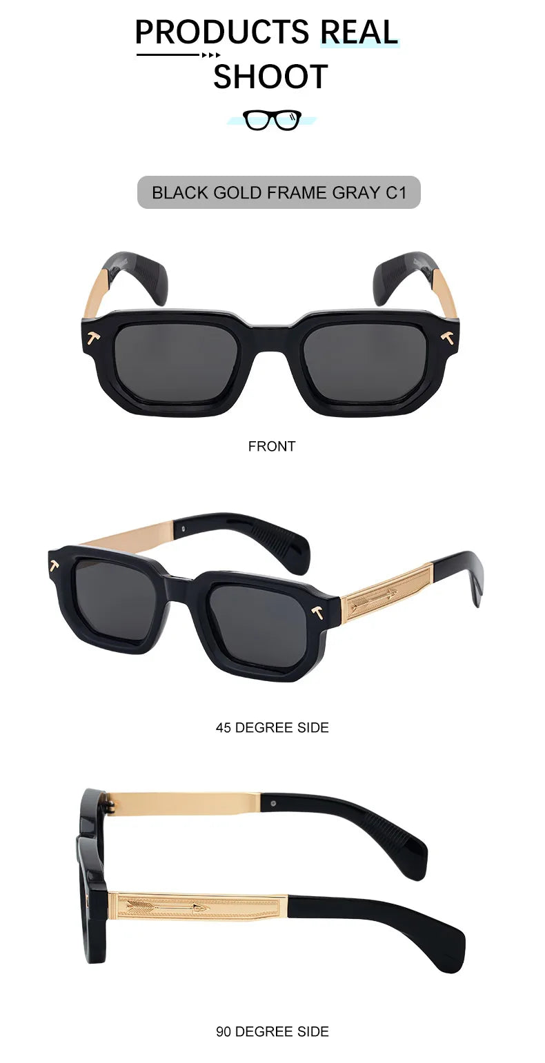 Polarisées Carré Punk lunettes de Soleil Hommes 2025 De Luxe Marque Classique Rectangle Lunettes De Soleil UV400 Conduite Lunettes De Mode En Plein Air Nuances