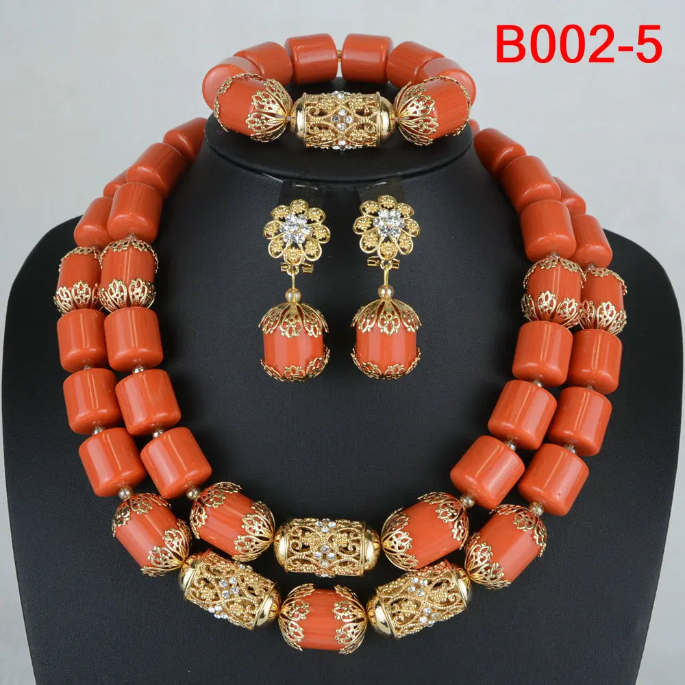 Ensemble de bijoux de mariée en corail artificiel, ensemble de colliers de perles africaines et nigérianes