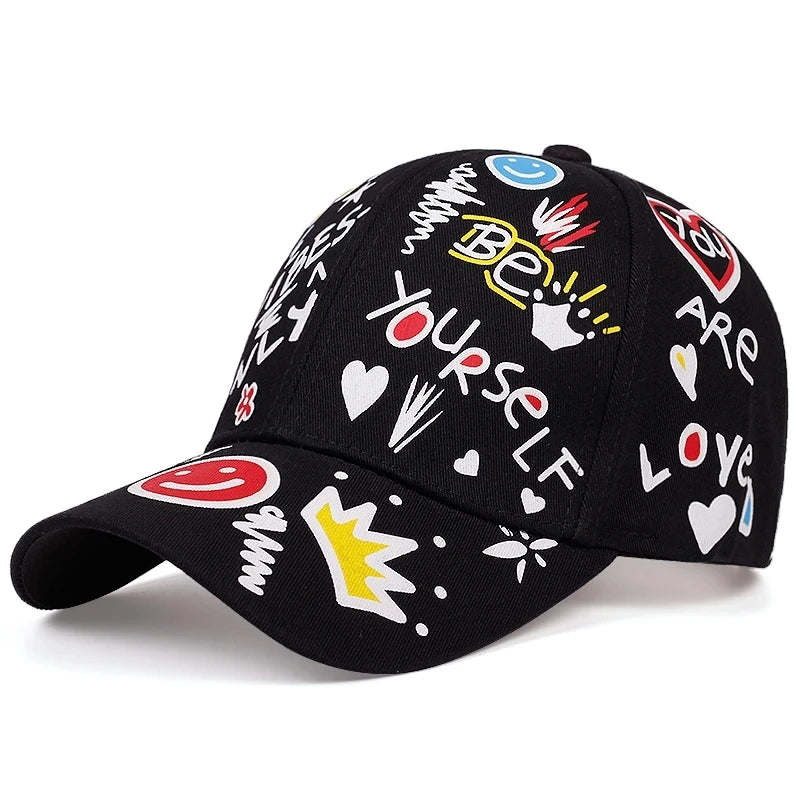 Lettre impression graffiti hip hop casquette de baseball mode en plein air couple universel sauvage chapeau de soleil sport casquettes décontractées papa chapeaux